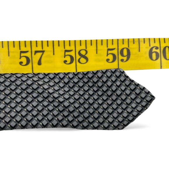 Bill Blass Silk Tie Geometric Silver Black Diamonds - Picture 5 of 5